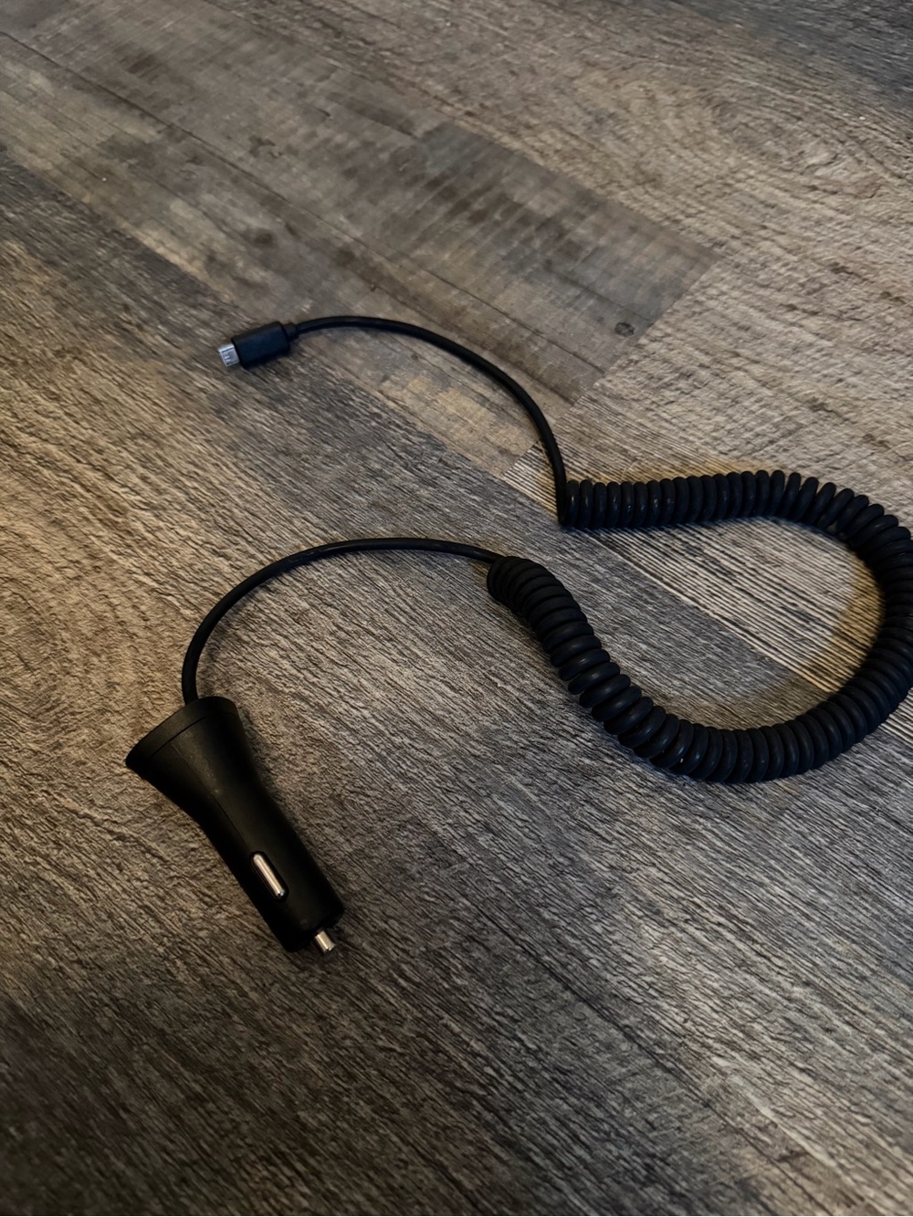 Car Charger with Coiled Micro USB Cable - USB Port